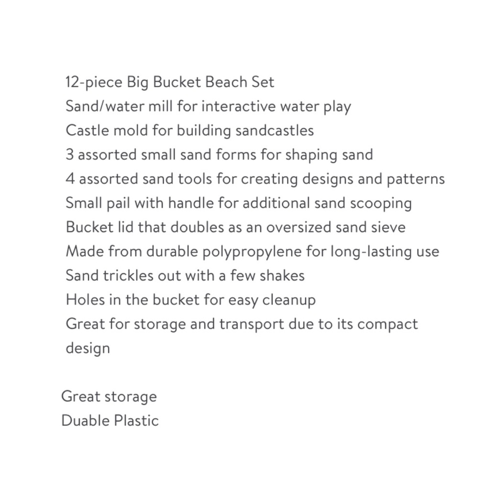 Play Day 12 Piece Bucket Beach Set Learning Toys - Picture 5 of 8